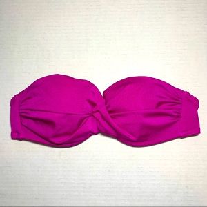 32B VS pink strapless twist front swim top